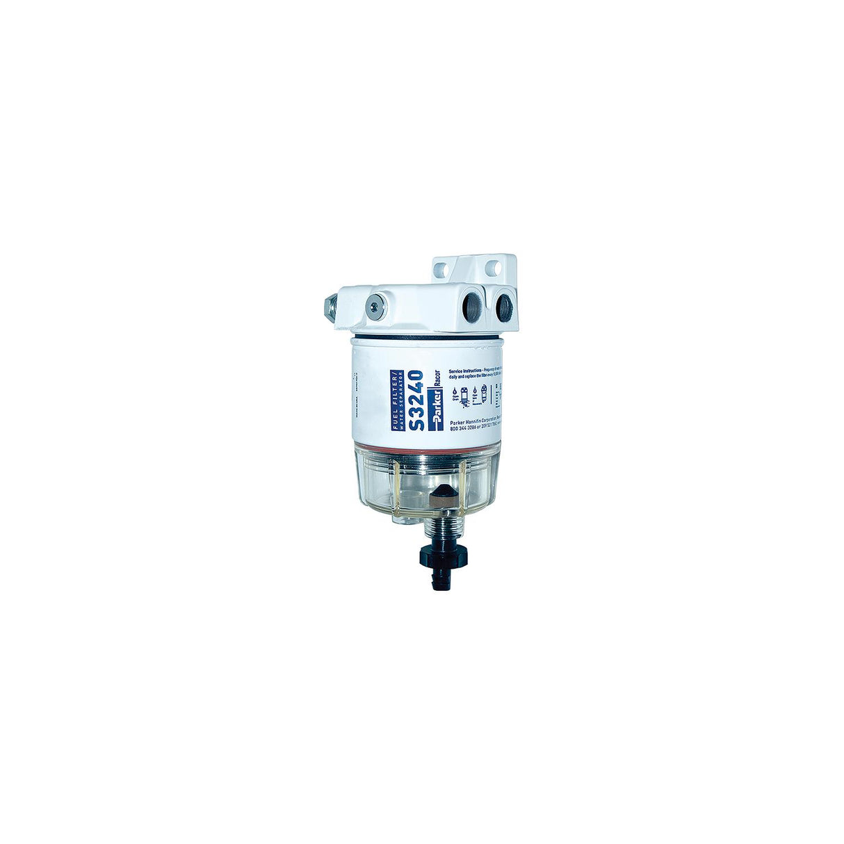 Racor 10 Micron Gas Spin-On Fuel/Water Seperator With Clear Bowl for Outboards
