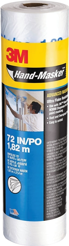 3M AMF72 Masking Film, 90 ft L, 72 in W, 0.4 mil Thick, Clear