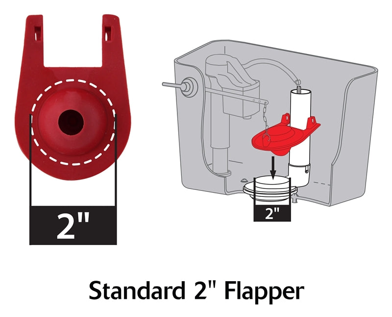 Korky 2004BP Float Toilet Flapper, Specifications: 2 in Valve Open, Chlorazone Rubber, Red
