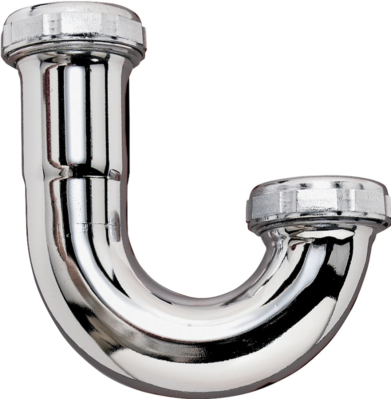 Plumb Pak PP152CP J-Bend without Cleanout, 1-1/2 in, Slip-Joint, Brass, Chrome-Plated