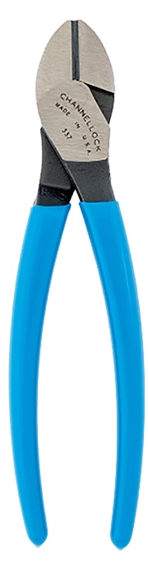 Channellock 337 Diagonal Cutting Pliers, 7 in OAL, Blue Handle, Ergonomic Handle, 0.81 in W Jaw, 0.79 in L Jaw