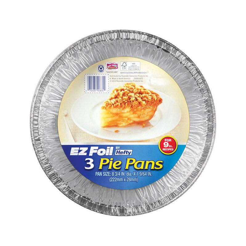 Hefty EZ Foil 8-3/4 in. W X 8-3/4 in. L Pie Pan Silver 3 pk, Pack of 12