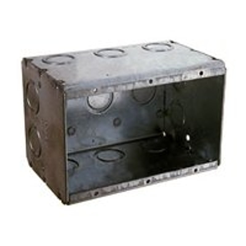 Raco 692 Switch Box, 3-Gang, 3-Outlet, 13-Knockout, Galvanized Steel, Gray, Nail, Pack of 10