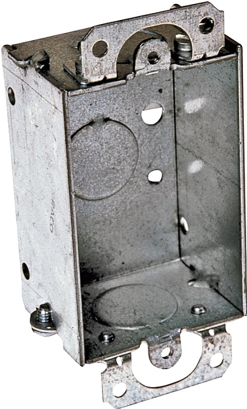 Raco 400 Gangable Switch Box, 1-Gang, 1-Outlet, 3-Knockout, 1/2 in Knockout, Steel, Gray, Galvanized, Screw Mounting