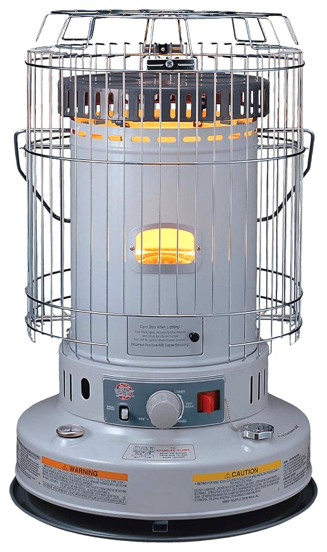 Kero World KW-24G Portable Heater, 1.9 gal Fuel Tank, Kerosene, 23,800 Btu, 1000 sq-ft Heating Area, Gray