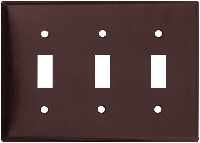 Eaton Wiring Devices 2141B-BOX Wallplate, 4-1/2 in L, 6.37 in W, 3-Gang, Thermoset, Brown, High-Gloss