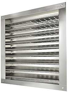 Master Flow DA1212 Dual Louver, 14-3/4 in L, 14-1/2 in W, Aluminum, Mill