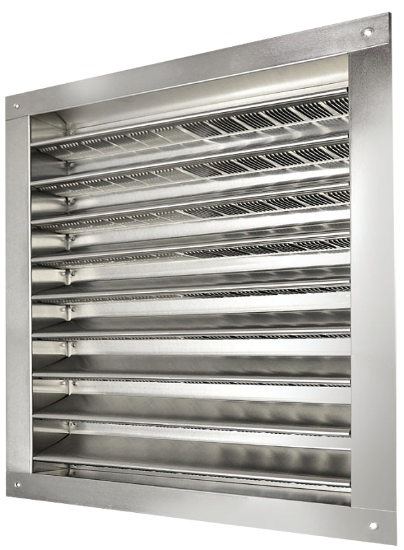Master Flow DA1212 Dual Louver, 14-3/4 in L, 14-1/2 in W, Aluminum, Mill