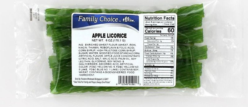 Family Choice 1001 Licorice, Apple, 6 oz, Pack of 12