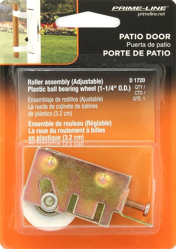 Prime-Line D 1720 Roller Assembly, 1-1/4 in Dia Roller, 5/16 in W Roller, Nylon/Steel, 1-Roller, K-Tab Mounting