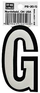 Hy-Ko PS-20/G Reflective Letter, Character: G, 3-1/4 in H Character, Black/White Character, Vinyl, Pack of 10