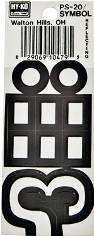 Hy-Ko PS-20 Series PS-20/SYMB Die-Cut Reflective Symbol, Character: -, 3-1/4 in H Character, Black/White Character, Pack of 10