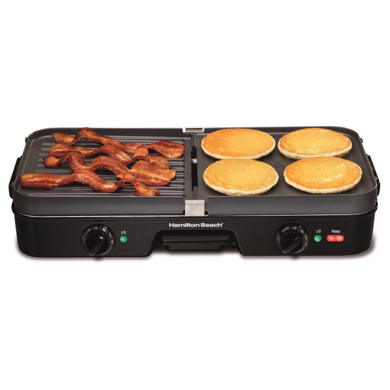 Hamilton Beach Black Plastic Nonstick Surface Electric Griddle/Grill 180 sq in