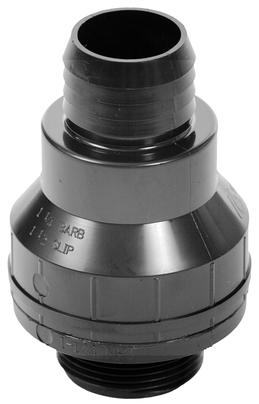 Superior Pump 99507/SC125B Check Valve, 1-1/2 x 1-1/4 in, MPT x Barb, 25 psi Pressure, ABS Body