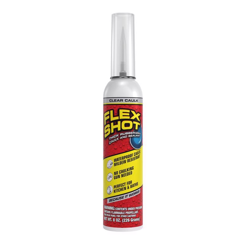 Flex Seal Family of Products Flex Shot Clear Rubber All Purpose Waterproof Sealant 8 oz, Pack of 4