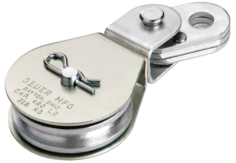 Deuer DB-20E Cable Block, Swivel Eye, 1/4 in Rope, 480 lb Working Load, Zinc