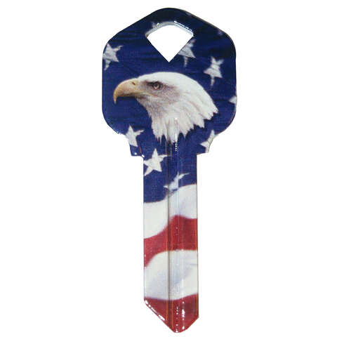 HILLMAN Wackey Flag & Eagle House/Office Universal Key Blank KW1 Single, Pack of 6