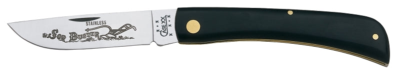 Case 00092 Folding Pocket Knife, 3.7 in L Blade, Stainless Steel Blade, 1-Blade, Black Handle
