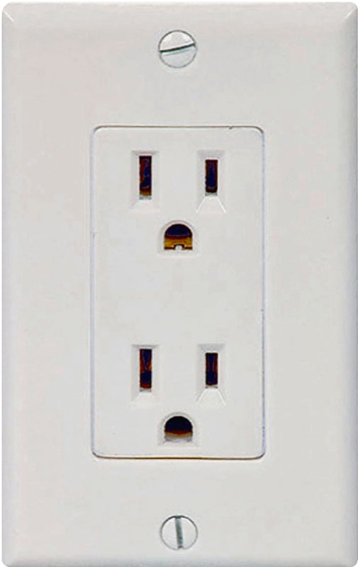 Eaton Wiring Devices C1507W Duplex Receptacle, White, 2-Pole, 15 A, 125 V, Push-in, Side Wiring, NEMA: 5-15R