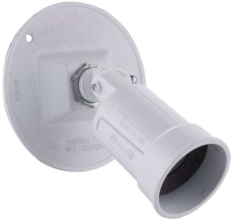 Hubbell 5624-6 Lamp Holder, Combination, Weatherproof, 3.336 in L x 4.125 in W x 4.125 in H Dimensions, 120 V, White