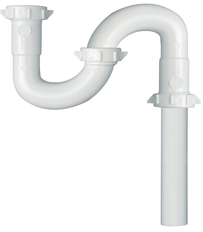 Plumb Pak PP20943 S-Trap, 1-1/4 in, Slip-Joint, Plastic, White