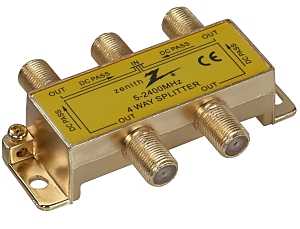 Zenith VS3001SP4W Series Coax Splitter, 2400 MHz, 1 Video Input, 4 Video Output