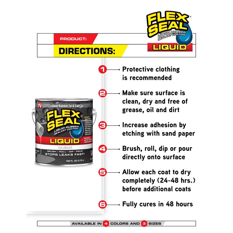 Flex Seal Family of Products Flex Seal Clear Liquid Rubber Sealant Coating 32 fl. oz., Pack of 6