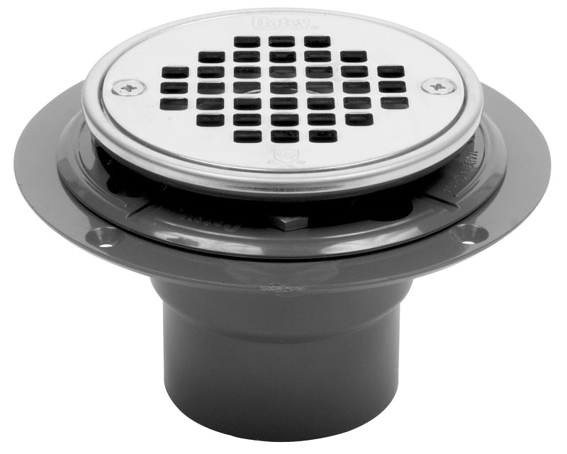 Oatey 130 Series 42263 Low-Profile Shower Drain with Ring, PVC, Polished Stainless Steel