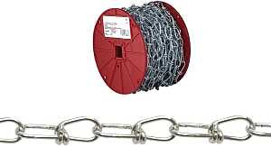 Campbell 0723227 Double Loop Chain, #3, 200 ft L, 90 lb Working Load, Low Carbon Steel, Zinc