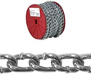 Campbell 0722527 Twist Link Machine Chain, #2/0, 70 ft L, 520 lb Working Load, Low Carbon Steel, Zinc