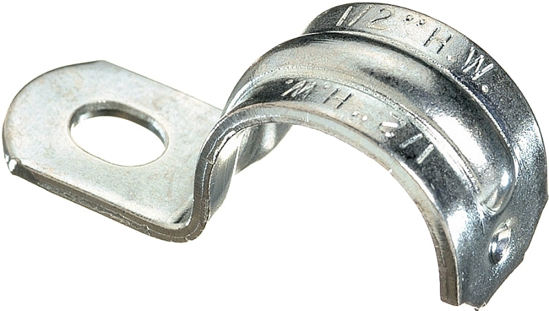Halex 61105B 1-Hole Rigid Conduit Strap, 1/2 in, Steel, Zinc-Plated