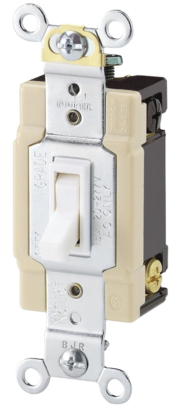 Eaton Wiring Devices 1242-7W-BOX Series Toggle Switch, White, 15 A, 120 V, 1.31 in L x 0.88 in W x 3.28 in H Dimension
