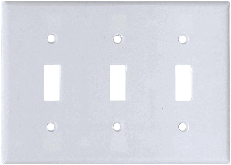 Eaton 2141W-BOX Wallplate, 4-1/2 in L, 6-3/8 in W, 3-Gang, Thermoset, White, High-Gloss