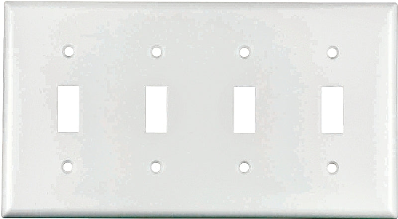 Eaton 2154W-BOX Wallplate, 4-1/2 in L, 8.19 in W, 4-Gang, Thermoset, White, High-Gloss
