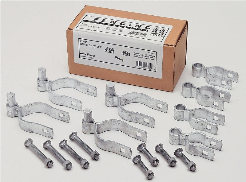 Stephens Pipe & Steel HD07120RP Gate Hardware Kit, Double-Drive, Steel, Silver, Galvanized, For: Chain Link Gate