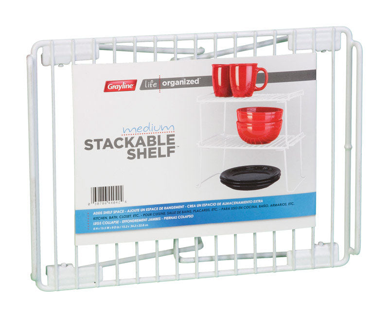 Grayline Life Organized 6 in. H X 9 in. W X 14 in. L PE Coated White Stackable Shelf