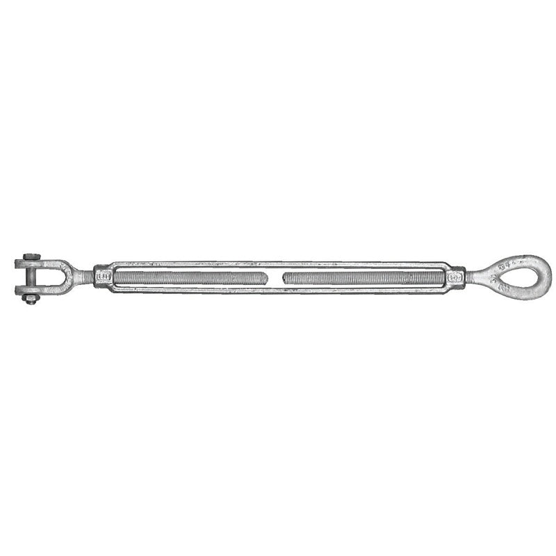 Baron 18-1/2X6 Turnbuckle, 2200 lb Working Load, 1/2 in Thread, Jaw, Eye, 6 in L Take-Up, Galvanized Steel