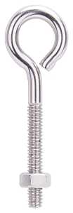 ProSource LR294 Eye Bolt, 6.2 mm Thread, Machine Thread, 1-1/2 in L Thread, 1 in Dia Eye, 196 lb Working Load, Pack of 10