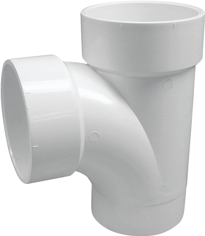 Genova 700 Series 76140 DWV Street Pipe Tee, 4 in, Spigot x Hub, PVC, SCH 40 Schedule