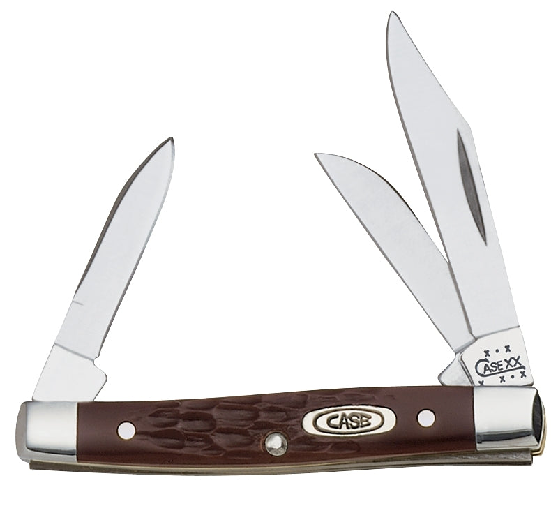 Case XX 00081 Folding Pocket Knife, 2 in Clip, 1.49 in Pen, 1-1/2 in Sheep Foot L Blade, Stainless Steel Blade, 3-Blade