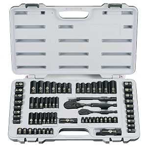 STANLEY 92-824 Socket Set, Chrome, Black