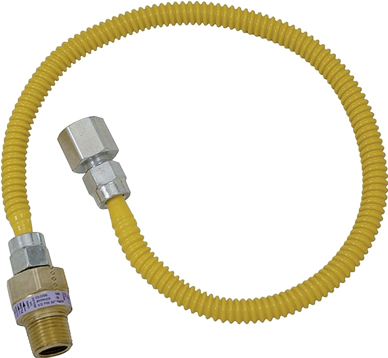 BrassCraft ProCoat Series CSSL54-30 Gas Connector, 1/2 in, MIP x FIP, Stainless Steel, Polymer-Coated, 30 in L