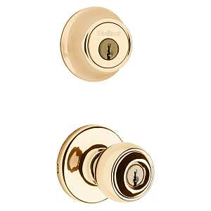 Kwikset 690P 3CP 6ALRCSK6 Combination Lockset, Left, Right, Knob Handle, Polo Design, Polished Brass