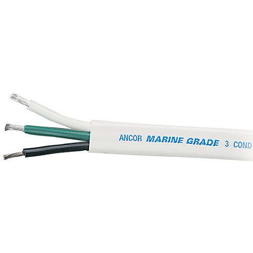 Ancor 131310 Marine Grade Tinned Triplex Cable, Black/Green/White Conductors, 12/3 AWG, 100', White Jacket