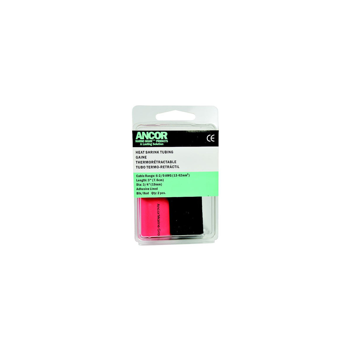 Ancor 306602 Marine Grade Adhesive Lined Heat Shrink Tubing, 3/4″ x 3″ , Black/Red, 1/1/Pk, Pack of 14