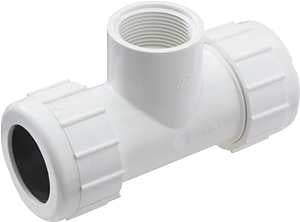 NDS CPT-0500-S Pipe Tee, 1/2 in, Compression x Slip-Joint, PVC, White, SCH 40 Schedule, 150 psi Pressure