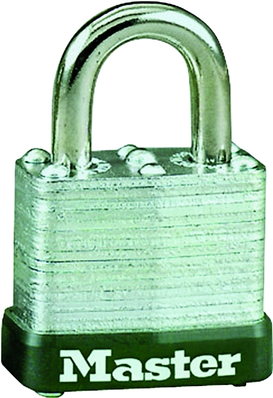 Master Lock 105D Padlock, Keyed Different Key, 3/16 in Dia Shackle, 1/2 in H Shackle, Steel Shackle, Steel Body