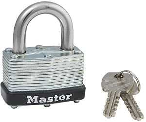 Master Lock 500D Laminated Padlock, Keyed Different Key, 9/32 in Dia Shackle, 13/16 in H Shackle, Steel Shackle