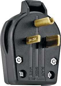 Eaton S42-SP Electrical Plug, 2-Pole, 30/50 A, 250 V, Screw, NEMA: NEMA 6-30P, 6-50P, Black