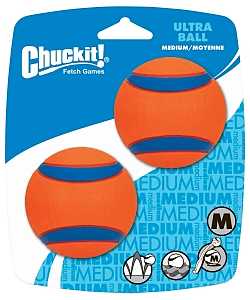 Chuckit! 17001 Dog Toy, Ball, M, Rubber, 2-1/2 in Dia, Pack of 2